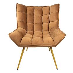 Foto van Clayre & eef fauteuil 79x91x93 cm bruin ijzer textiel woonkamer stoel relax stoel binnen bruin woonkamer stoel relax