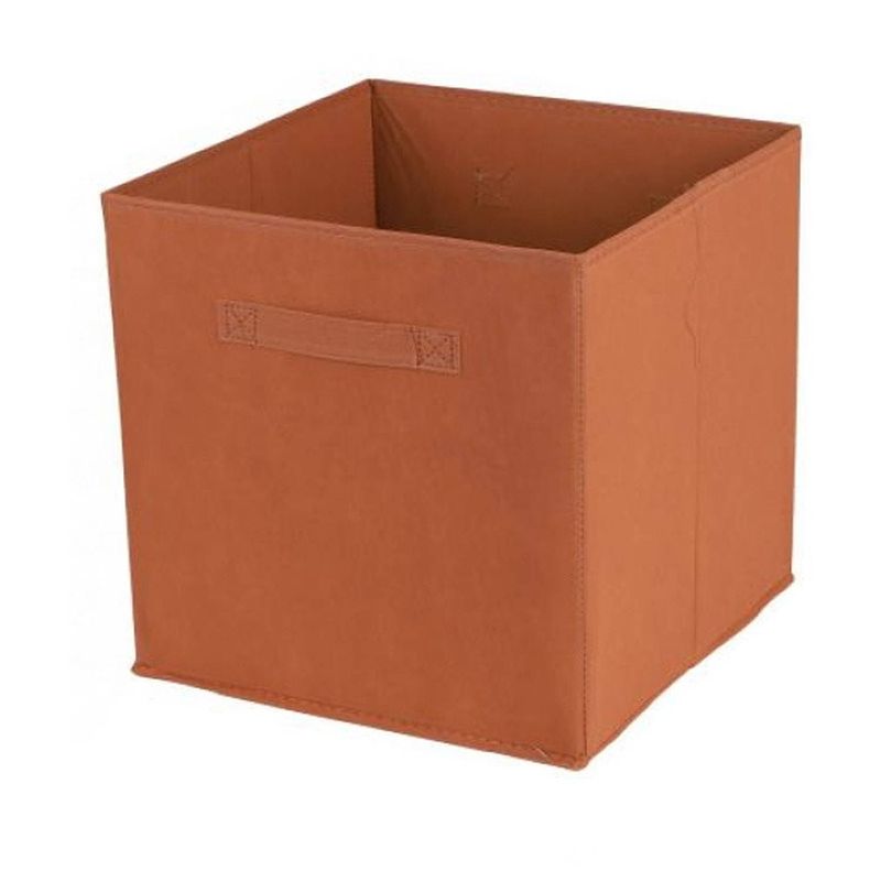 Foto van Urban living opbergmand/kastmand square box - karton/kunststof - 29 liter - oranje - 31 x 31 x 31 cm - opbergmanden