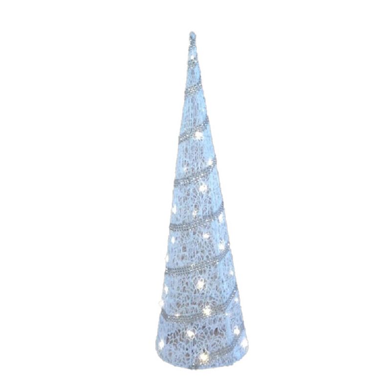 Foto van Led piramide kerstboom - h59 cm - wit - kunststof - kerstverlichting - kerstverlichting figuur