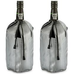 Foto van Wijnkoeler/flessenkoeler/koelhoud hoesje - 2x - voor flessen - wijn/water/champagne - 25 cm - koelelementen