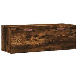 Foto van The living store wandkast gerookt eiken - opbergkast 100x36.5x35 cm - duurzaam hout