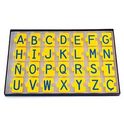Foto van Miniland leerpuzzel abc-alphabet puzzle geel/blauw 168 stukjes