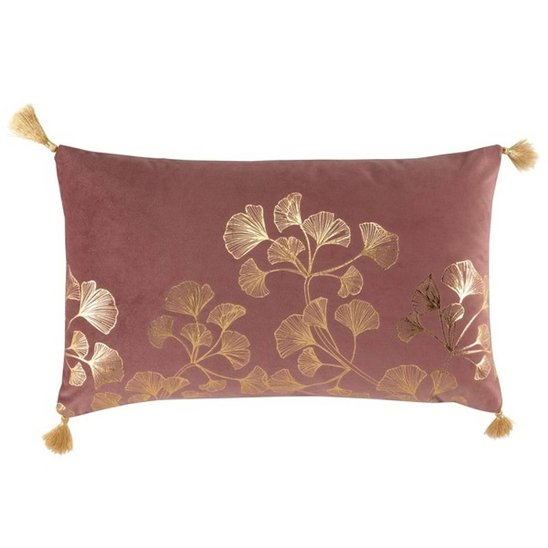 Foto van Casa di elturo sierkussen velvet mila met kwastjes - oud roze - goud - 30 x 50 cm (incl. vulling)