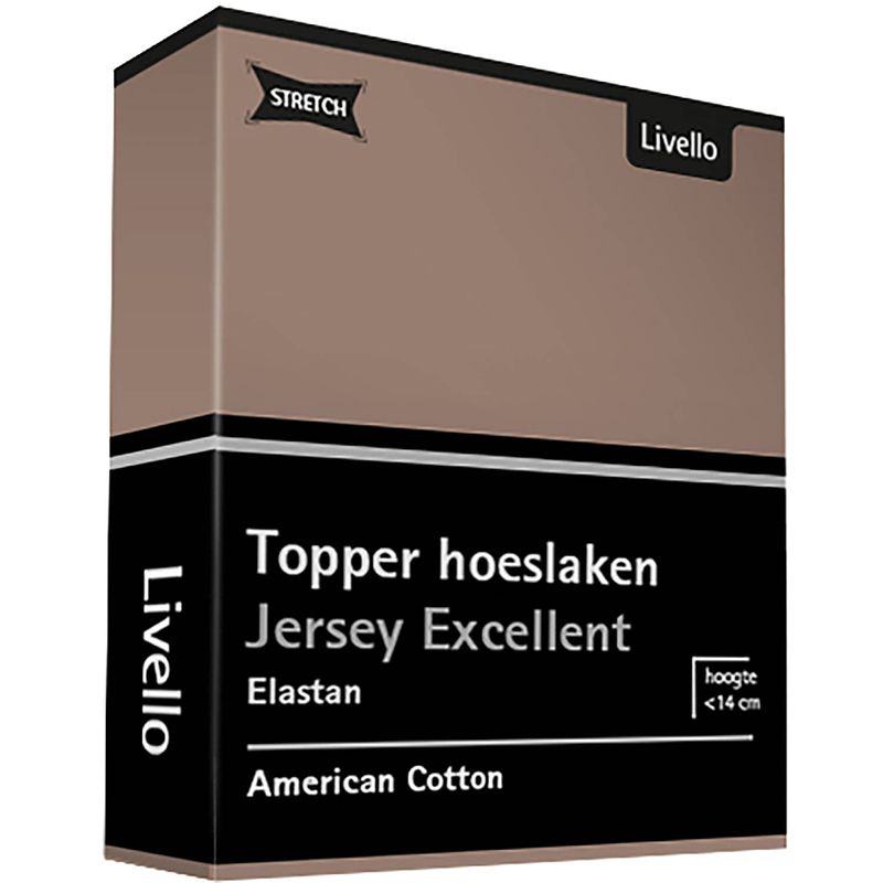 Foto van Livello hoeslaken topper jersey excellent brown 90 x 200 cm