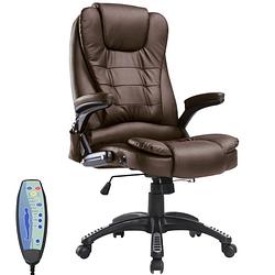 Foto van Bureaustoel - ergonomische bureaustoel - directiestoel - stoelverwarming - massagestoel - kunstleer - bruin