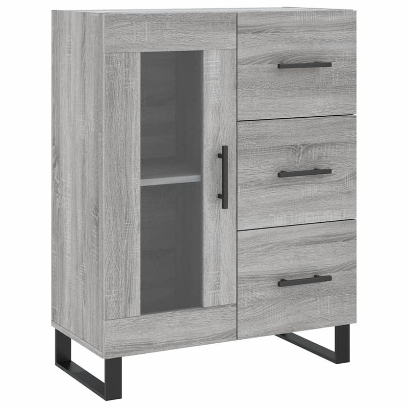 Foto van Vidaxl dressoir 69,5x34x90 cm bewerkt hout grijs sonoma eikenkleurig