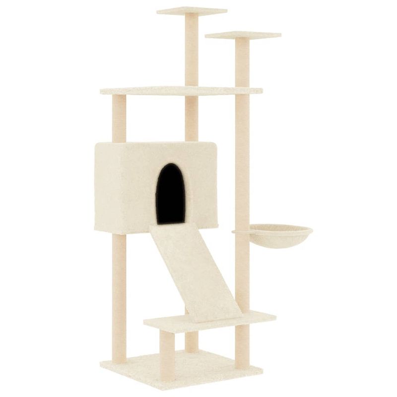 Foto van The living store kattenmeubel - all-in-one - krabpaal - 72x66.5x153cm - crème