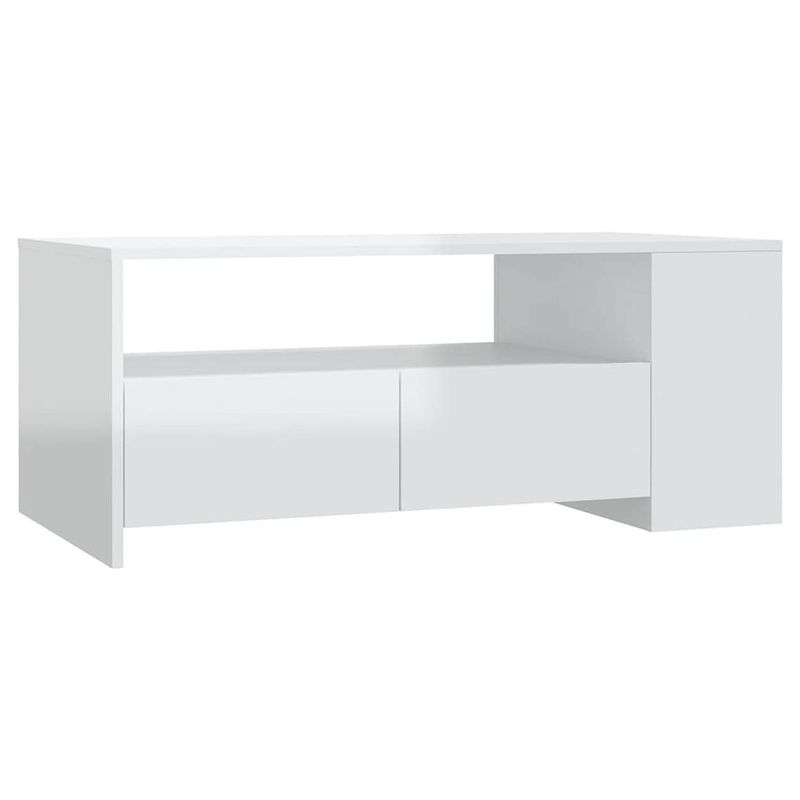 Foto van The living store salontafel wit - opbergruimte - multifunctioneel - bewerkt hout - 102x55x42 cm