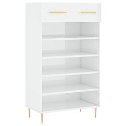 Foto van The living store schoenenkast - product - opbergruimte - 60x35x105cm - hoogglans wit