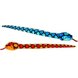 Foto van Keel toys - pluche knuffel dieren set van 2x slangen rood en blauw 100 cm - knuffeldier