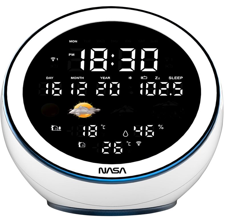 Foto van Nasa weerstation en bluetooth speaker moon wsp 1500 wit