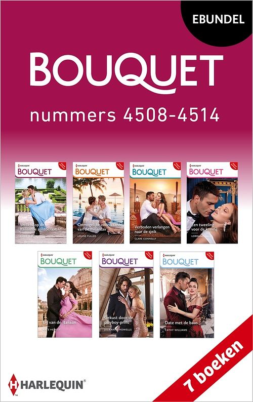 Foto van Bouquet e-bundel nummers 4508 - 4514 - annie west, louise fuller, clare connelly, lorraine hall, kate hewitt, julieanne howells, cathy williams - ebook