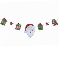 Foto van Kerst decoratie slinger met kerstman en cadeautjes 165 cm van karton - feestslingers