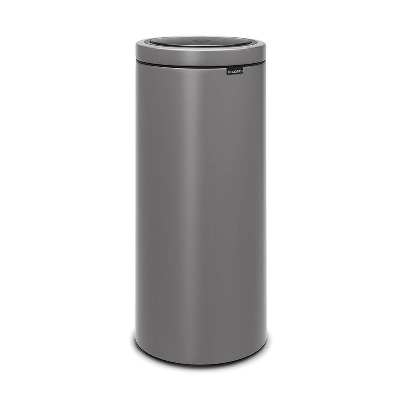 Foto van Brabantia touch bin flat top afvalemmer 30 liter met kunststof binnenemmer - mineral concrete grey