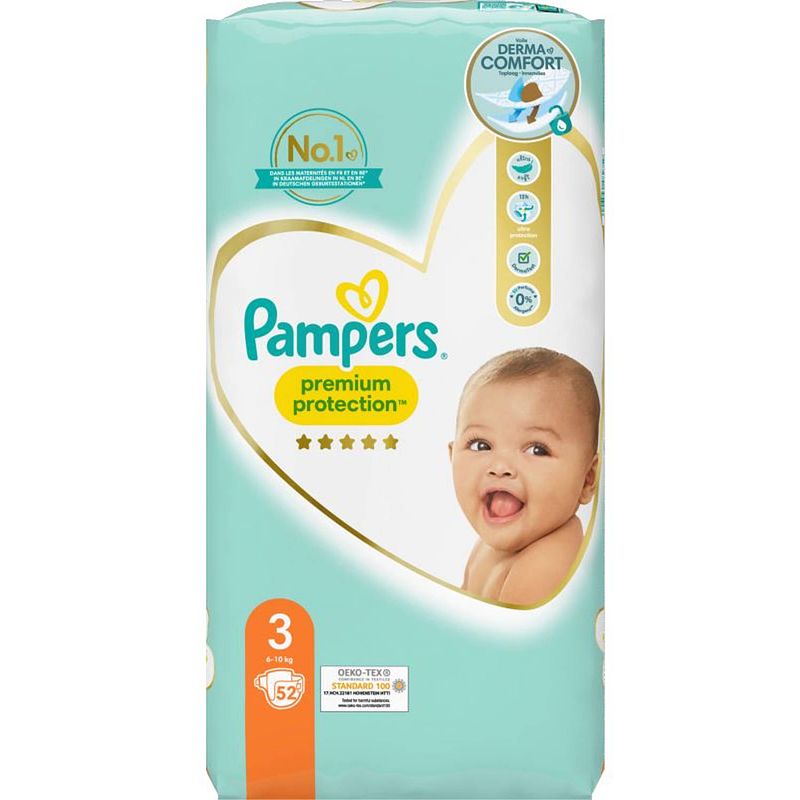 Foto van Pampers premium protection maat 3 - 52 luiers