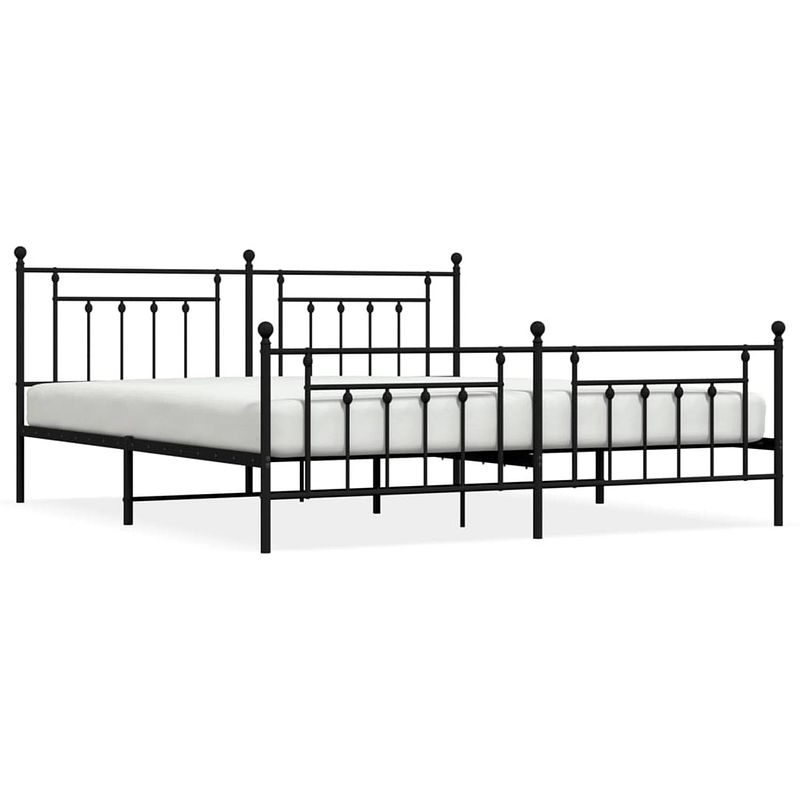 Foto van Vidaxl bedframe met hoofd- en voeteneinde metaal zwart 193x203 cm