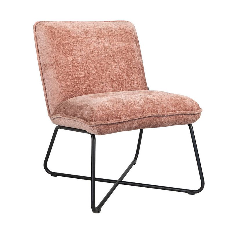 Foto van Bronx71 scandinavische fauteuil sophie chenille stof roze gemêleerd.