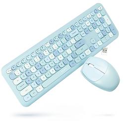 Foto van Retro toetsenbord en muis set draadloos - blauw