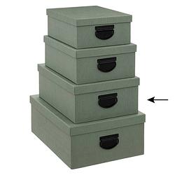 Foto van 5five opbergdoos/box - groen - l35 x b26 x h14 cm - stevig karton - industrialbox - opbergbox