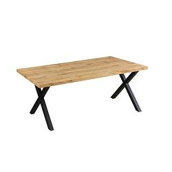 Foto van Urban living - eetkamertafel rechthoekig x-onderstel eiken fineer 160x90x75cm - eettafel