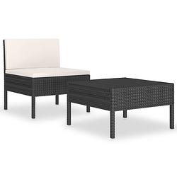 Foto van Vidaxl 2-delige loungeset met kussens poly rattan zwart