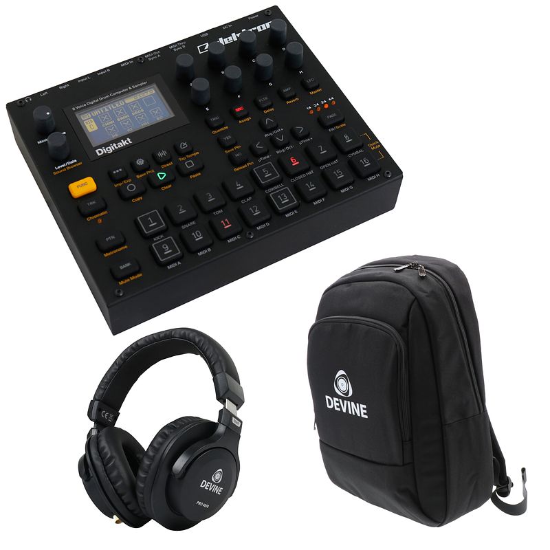 Foto van Elektron digitakt drumcomputer + tas + hoofdtelefoon