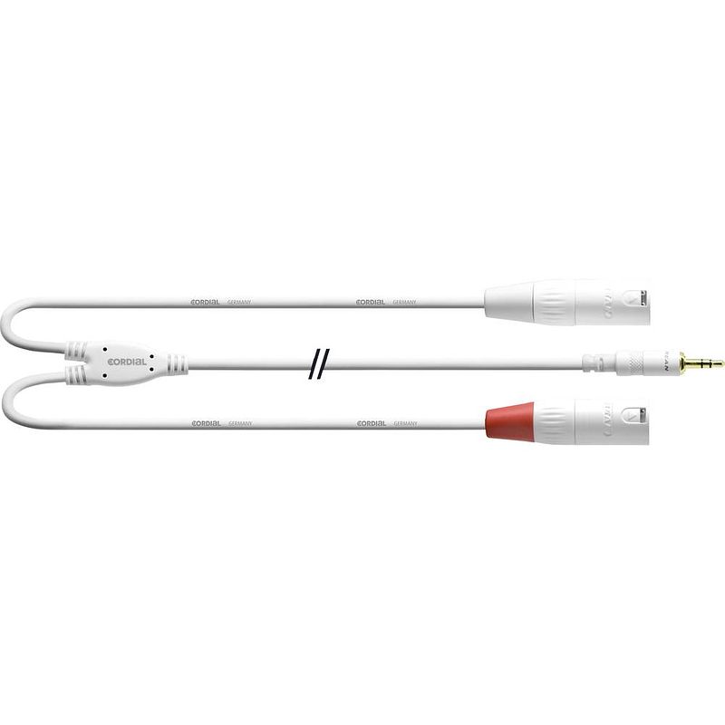 Foto van Cordial cordial audio adapterkabel [1x jackplug male 3,5 mm - 2x xlr-bus] 1.80 m wit