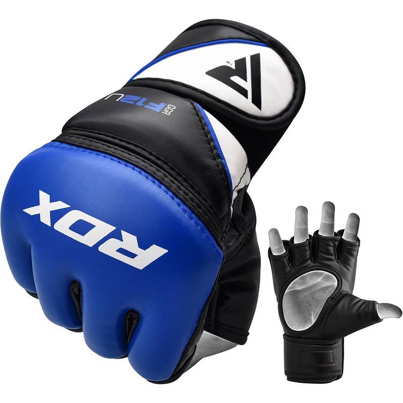 Foto van Rdx sports grappling gloves model ggrf-12 - blauw xl - leer