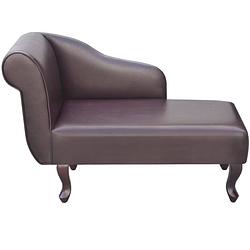 Foto van The living store chaise longue - bruin - 104 x 51 x 69.5 cm - kunstleren bekleding