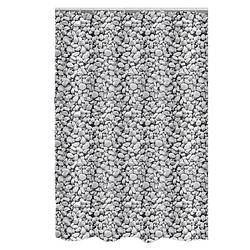 Foto van Msv douchegordijn met ringen - grijs - kiezels print - polyester - 180 x 200 cm - wasbaar - douchegordijnen