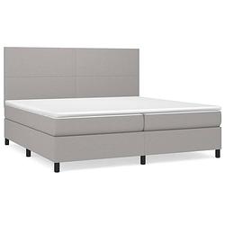 Foto van The living store boxspringbed stof - 203x200x118cm - lichtgrijs - pocketveringmatras