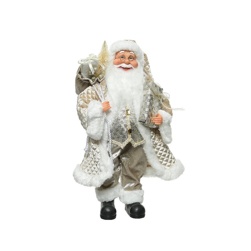 Foto van Decoris - kerstman pes l20b30h60cm zilver