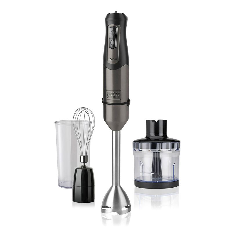 Foto van Black+decker staafmixer bxhba1000e - blender - 1000 watt - 4 accessoires - 20 standen