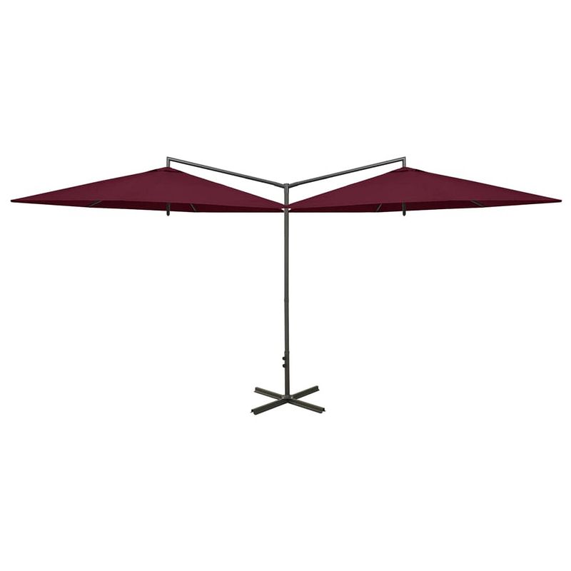 Foto van The living store parasol - dubbele polyester - staal - 600x290x260 cm - bordeauxrood