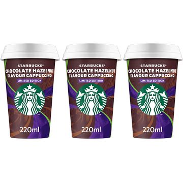 Foto van Starbucks chocolate hazelnut flavour cappuccino chilled coffee limited edition 3 x 220ml bij jumbo