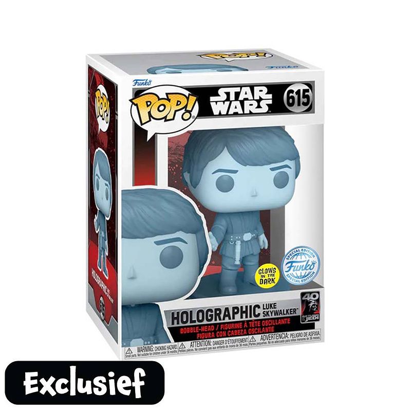 Foto van Funko pop! figuur star wars return of the jedi holographic luke skywalker gitd