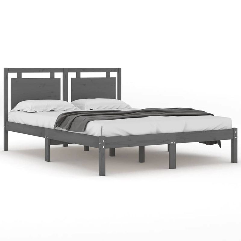 Foto van Vidaxl bedframe massief hout grijs 120x200 cm