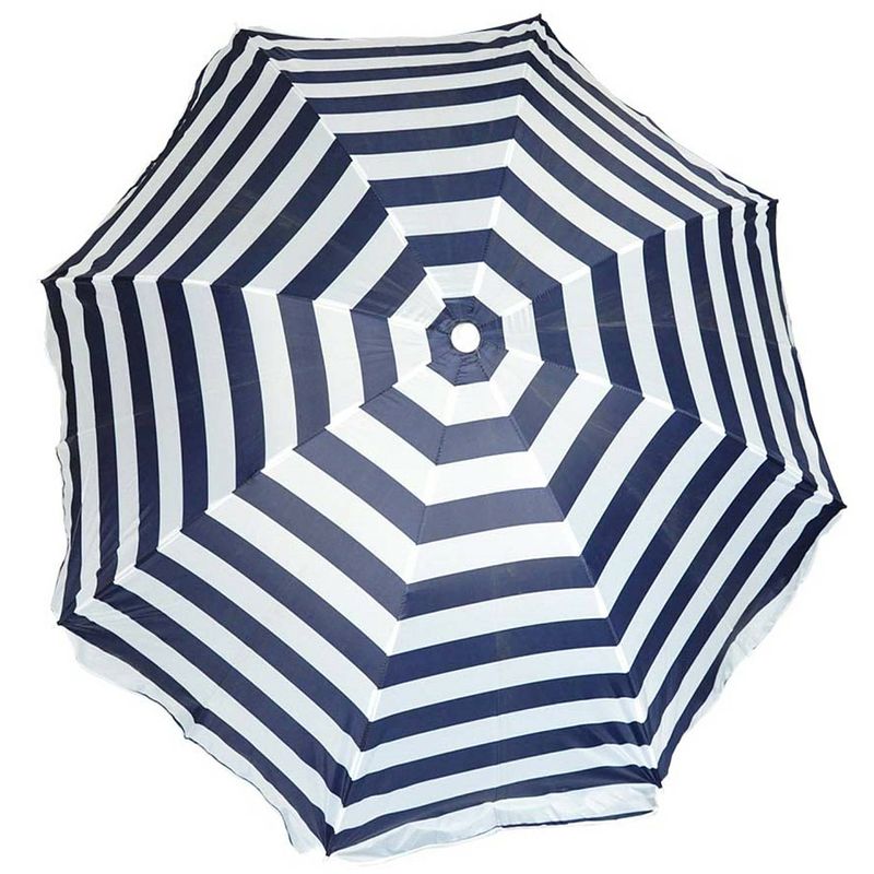 Foto van Parasol - blauw/wit - gestreept - d200 cm - uv-bescherming - incl. draagtas - parasols