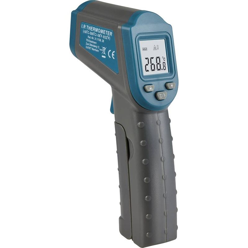 Foto van Tfa dostmann ray infrarood-thermometer -50 - +500 °c contactloze ir-meting, conform haccp