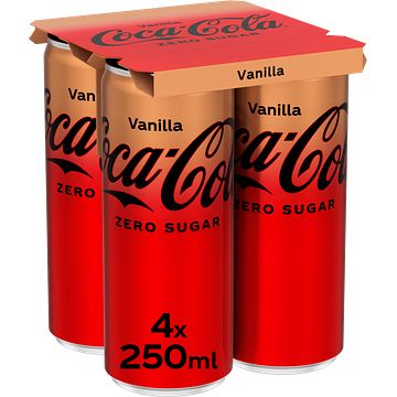 Foto van Cocacola zero sugar vanilla 4 x 250ml bij jumbo