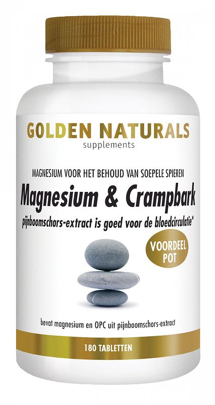 Foto van Golden naturals magnesium & crampbark tabletten