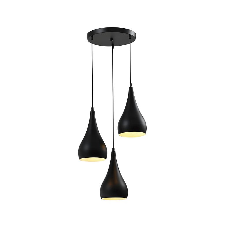 Foto van Quvio hanglamp glas 3-lichts rond zwart - quv5130l-black