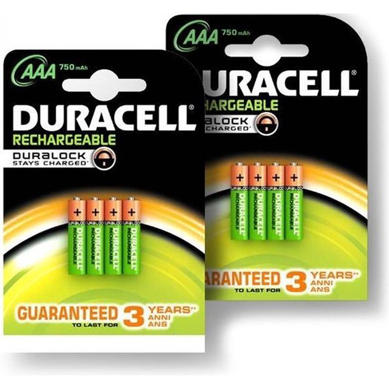 Foto van Duracell aaa oplaadbare batterijen - 750 mah - 8 stuks