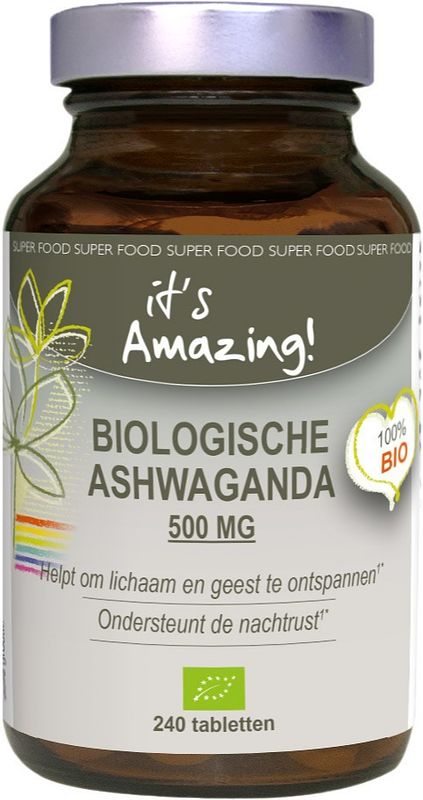 Foto van It'ss amazing biologische ashwaganda 500mg tabletten