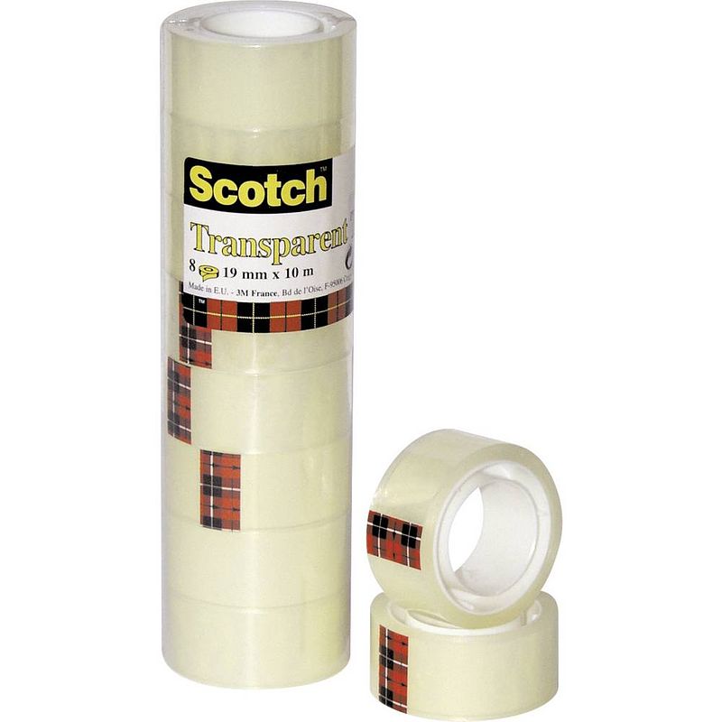 Foto van 3m 5501910 5501910 plakband scotch 550 transparant (l x b) 10 m x 19 mm 8 stuk(s)