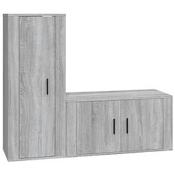 Foto van The living store tv-meubel set - klassiek grijs sonoma eiken - 80x34.5x40cm - 40x34.5x100cm