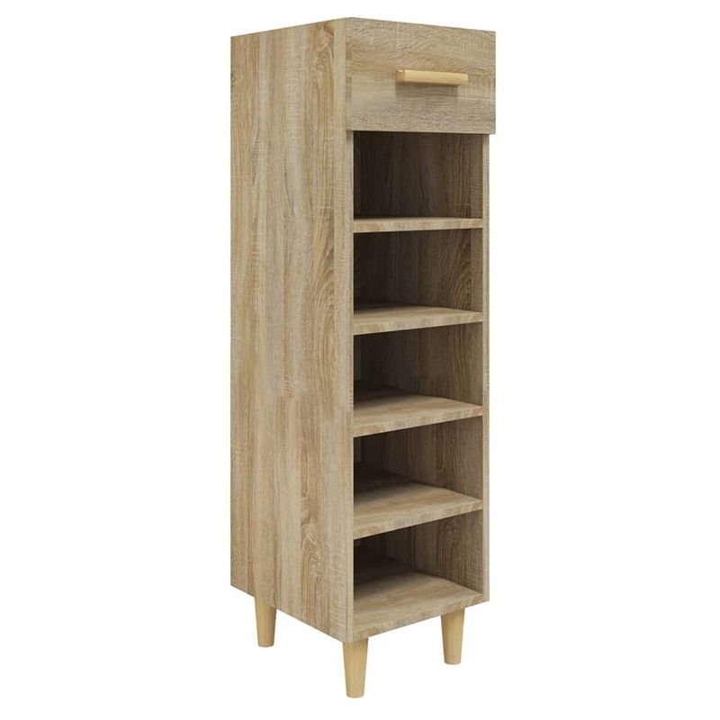 Foto van The living store schoenenkast sonoma eiken - hout - 30 x 35 x 105 cm - ruimtebesparend ontwerp