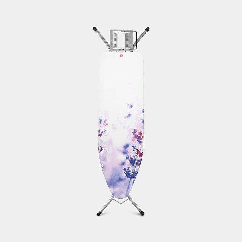 Foto van Brabantia strijkplank b, 124x38 cm lavender met strijkijzerhouder - metallic grey