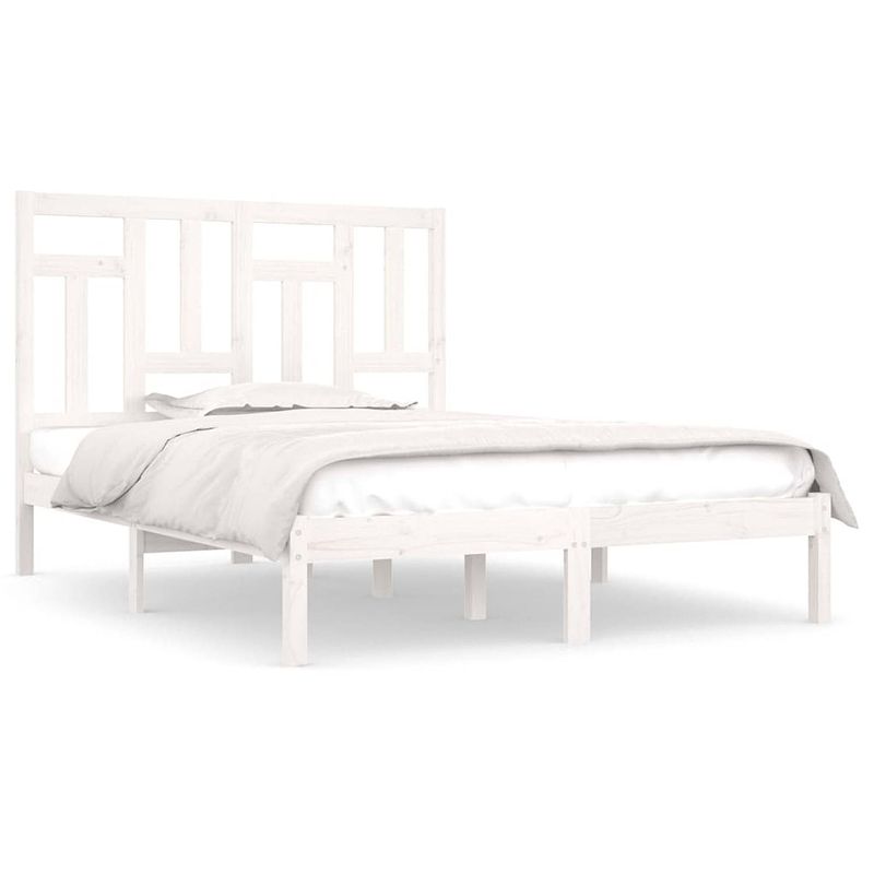 Foto van Vidaxl bedframe massief grenenhout wit 140x190 cm