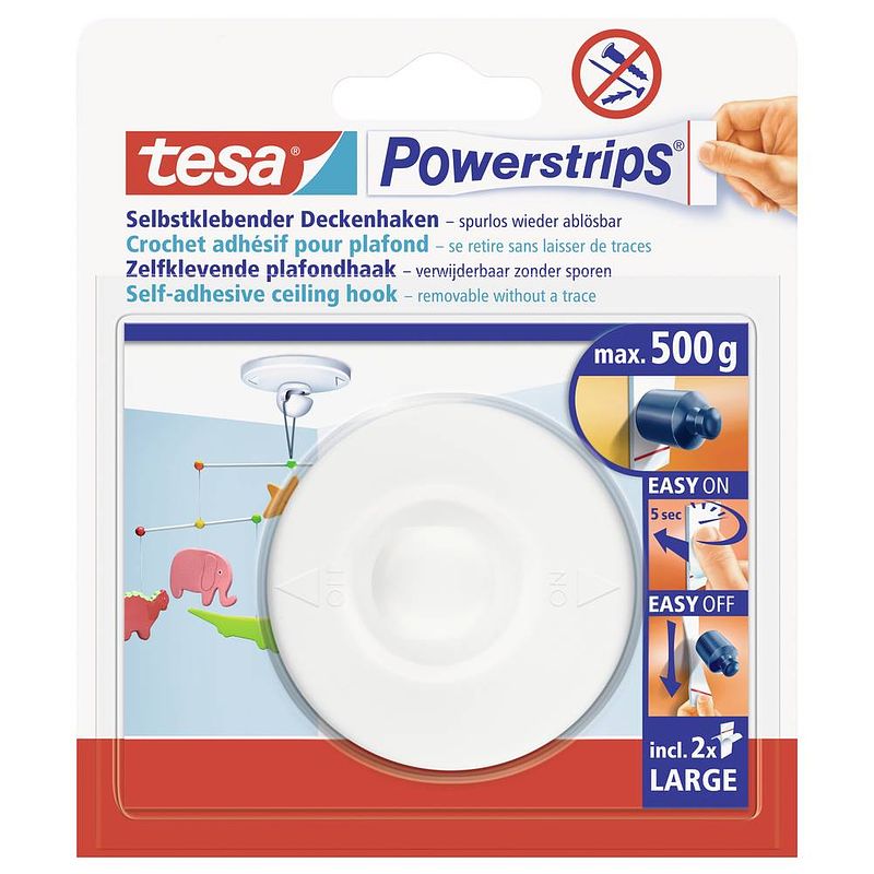 Foto van Tesa powerstrips plafondhaak - wit